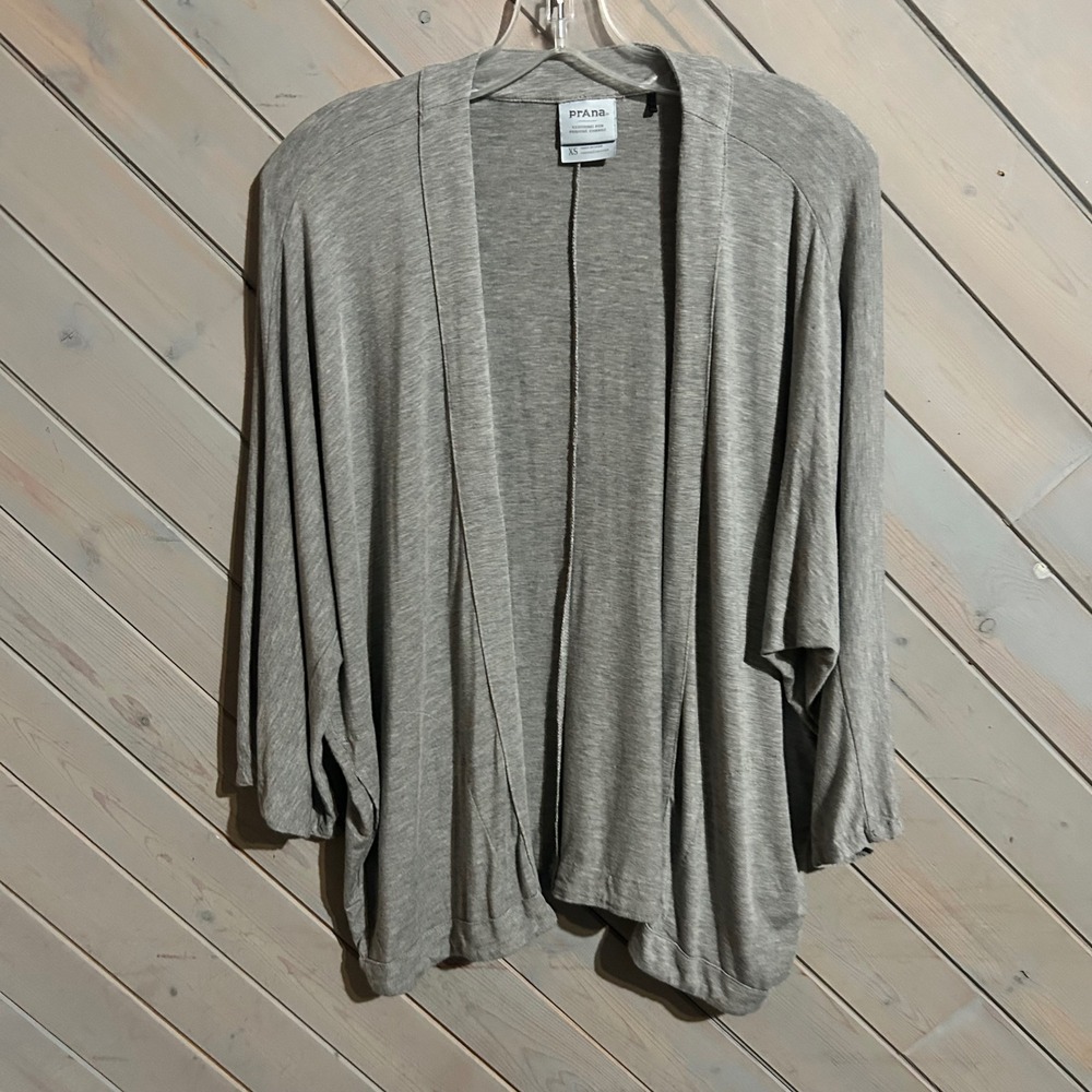 Prana‎ Womens XS Gray Open Front Dolman Sleeve Lightweight Cardigan Top